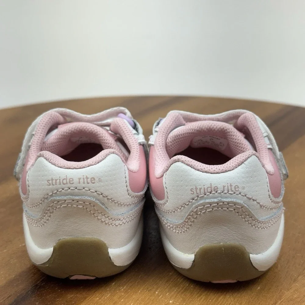 Little Girls Toddler Stride Rite Shenae White Pink Casual Sneakers Size 5.5 W